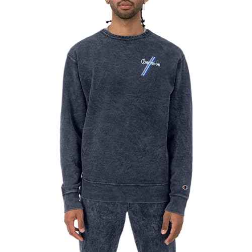 Champion Men's Sweatshirt, Mineral Dye Graphic Crewneck Sweatshirt, Men's Pullover Sweatshirt