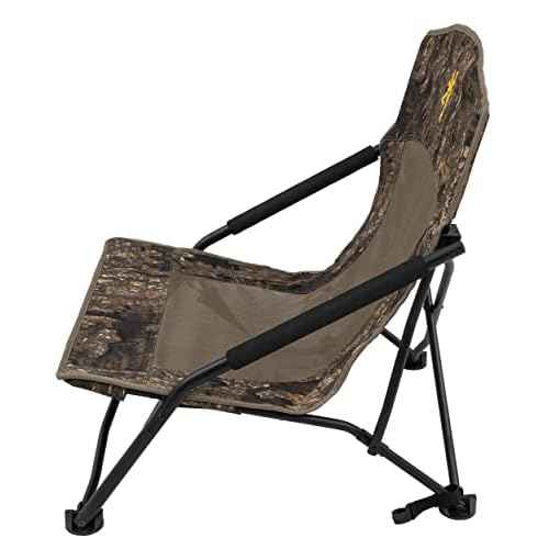 Browning Strutter Camo Turkey Hunting Chair with Foldable Low Profile Compact Design, Durable Steel Frame, and Padded Shoulder Carry Strap and Carry Bag