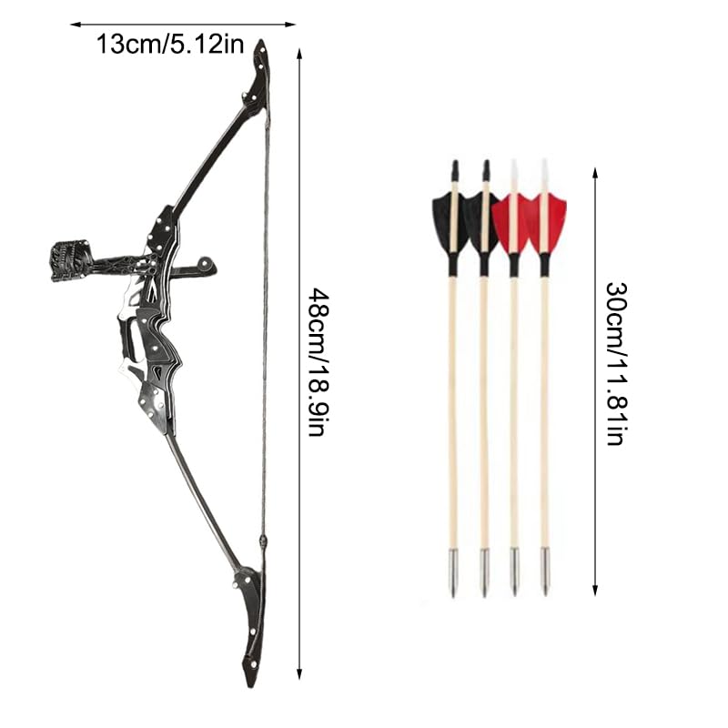 18.9-inch Bow and Arrow,Stainless Steel Mini Bow, Arrow Mini Reverse Bow, Mini Composite Bow, Metal Bow, Indoor Competitive Shooting Sports Shooting,Advanced Stainless Steel Material (White)
