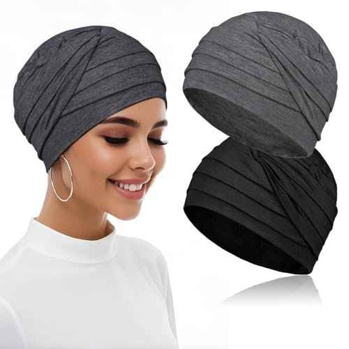 2 Pieces Chemo Headwear for Women, Soft Cancer Headwear Elastic Cancer Hat for Hair Loss