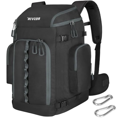 RESVIN Ski Boot Bag 65L Waterproof Travel Backpack for Snowboarding - Light Black