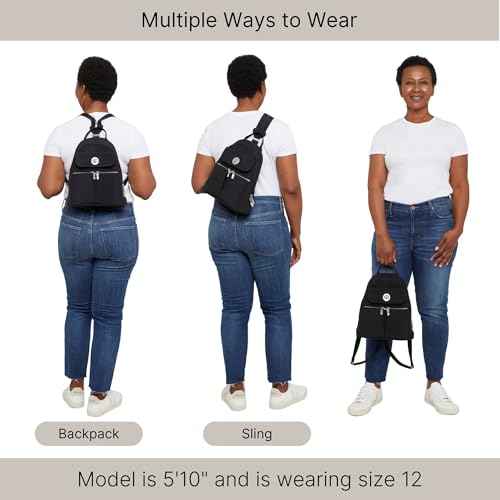 Baggallini Naples Convertible Small Daypack Sling Crossbody, Woodrose