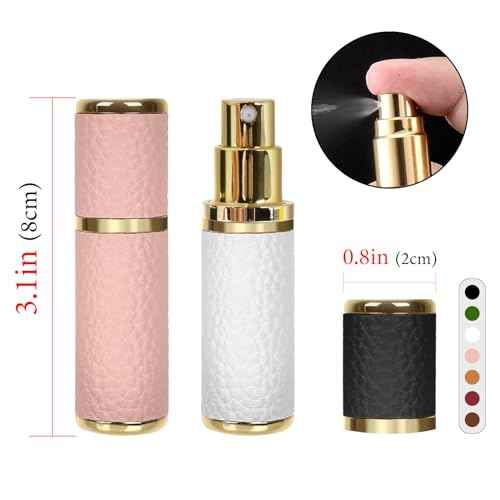 LUEXBOX 7 Pack Portable Perfume Bottle for Travel, Mini Refillable Perfume Dispenser, 5ml Faux Leather Leak Proof Perfume Atomizers Bottles Sprayer for Pocket Perfume