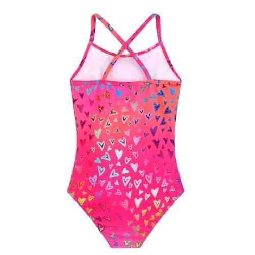 Girls One Piece Swimsuits Summer UPF 50+ Quick Dry Beach Bathing Suit Cross Shoulder Strap Swimwear 2-10 Years
