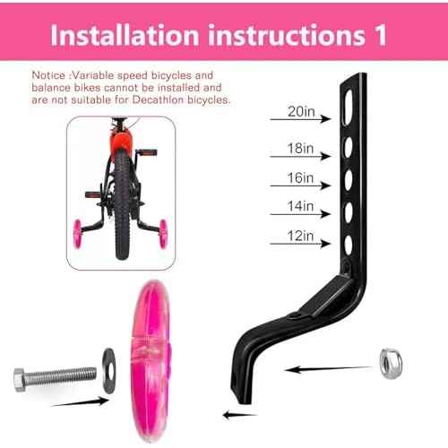DDJKCZ Training Wheels for Kids Bicycle,Flash Mute Big Wheel Compatible for 12 14 16 18 20 inch Single Speed Bike