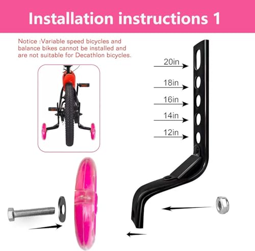 Bright Rose Bicycle Training Wheels for 12-20 Inch Bikes - Easy Install