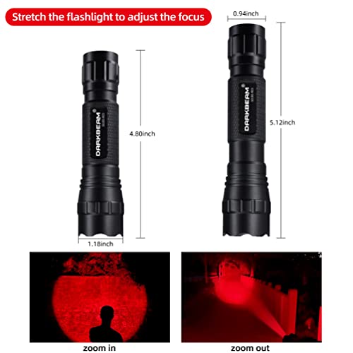 501B-S Red Light Flashlight Tactical LED Zoomable Power Rechargeable