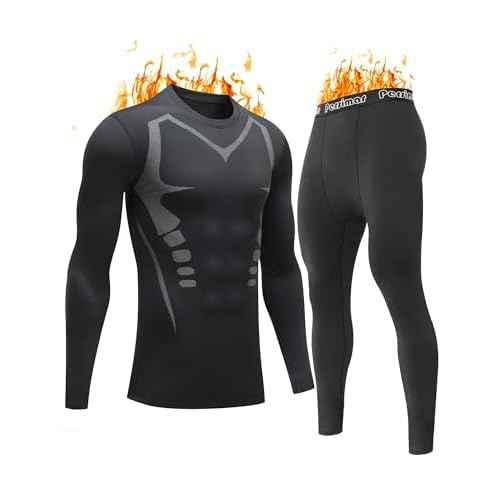 Upgraded Thermal Underwear for Men Long Johns Set for Cold Weather Base Layer Top & Bottom with Fleece Lined