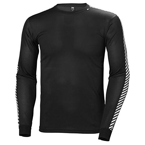 Helly Hansen Men's Lifa Stripe Crew Lightweight Breathable Moisture Wicking Thermal Baselayer, 998 Black - Medium