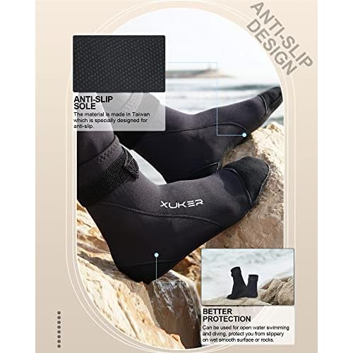 XUKER Neoprene Water Socks 3mm, Sand Proof Beach Volleyball Socks Diving Socks for Outdoor Water Sports