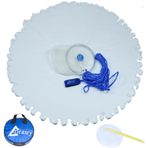 Drasry 6 FT Radius Cast Net with 1/4 Mesh and Lead Sinker for Saltwater and Freshwater Fishing