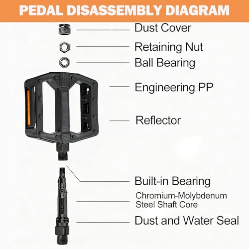 Lightweight Bicycle Pedals 9/16 Inch Nylon Non-Slip Platform Bike Pedals for Mountain Bikes