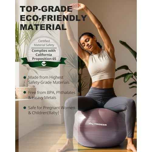 Trideer Exercise Ball Yoga Ball ? Office Seating & Balance Ball Chair, Stability Ball for Pilates, Physical Therapy,Core Training & Balance Improvement & Stretching
