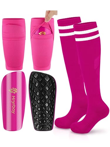 Kids Soccer Shin Guards Set with Sleeves and Socks - Youth Impact Protection