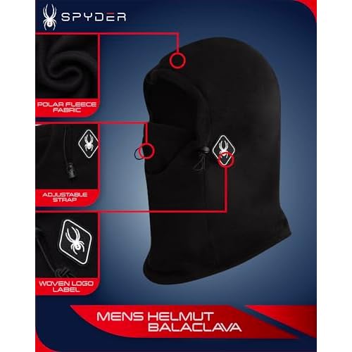 Spyder Mens Balaclava - Full Coverage Polar Fleece Balaclava Ski Mask - Lightweight Thermal Winter Face Mask for Men