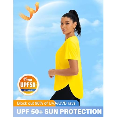 MAGCOMSEN Women Workout Short Sleeve Tops UPF 50+ Sun T Shirt Quick Dry Moisture Wicking Shirts for Yoga Running Hiking