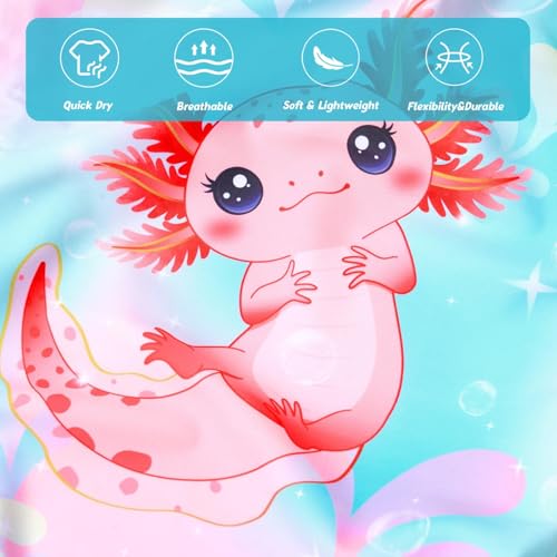 Girls One Piece Swimsuit Kid Bathing Suit Axolotl Blue 7-8 Years