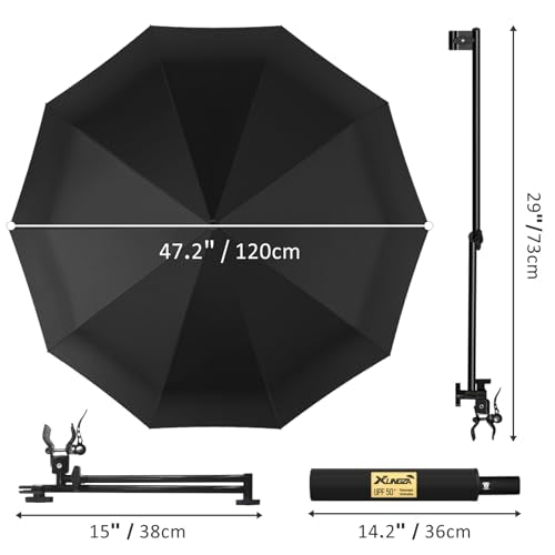 Auto UPF 50+ Beach Umbrella with Adjustable Clamp - Black