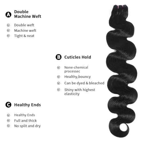 15A Raw Human Hair Bundles Body Wave Human Hair,Triple Lifespan Indian Virgin Hair,No Tangle Shedding,Multiple Washes Keep Texture Silky Soft (1 Bundle Natural Color, 18 Inch)