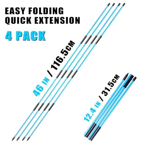 Foldable Golf Alignment Sticks 40 Inch - 4 Pack for Swing & Posture Training Blue