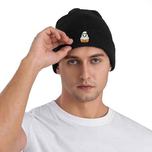Rose Embroidered Beanie Cap Soft Knit Hat for Women Men Chemo Sleep