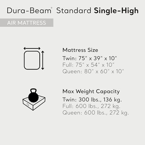 Intex 64101E Dura-Beam Standard Single-High Air Mattress: Fiber-Tech ? Twin Size ? 10in Bed Height ? 300lb Weight Capacity ? Pump Sold Separately