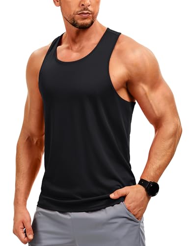 Men's Dry Fit Y Back Tank Top Workout Muscle Shirt - Black, X-Large