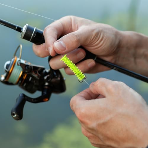 Fluorescent Yellow Catfish Dip Bait Worms with Trident Hooks - 20 Pieces