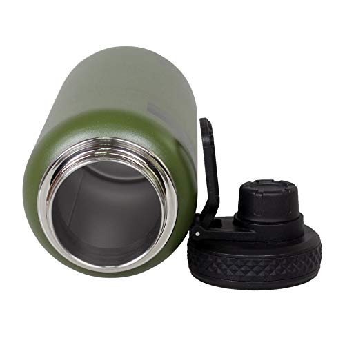 Green Patriotic Water Bottle 32 oz Stainless Steel Double Wall Insulated