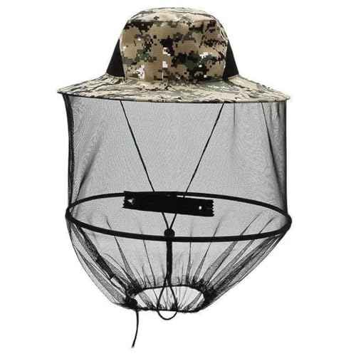 Mosquito Net Hat Adjustable Beekeeper Hat Lightweight & Foldable Bug Head Net for Outdoor Hiking Camping UV Protection Polyester Mesh for Men & Women Grey