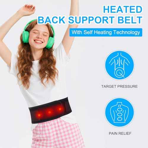 Heated Back Braces, Back Support Belt with Magnet, Self Heating Lower Support Back Braces for Lower Pain Relief, Adjustable Lumbar Support Belt for Herniated Disc,Sciatica,Scoliosis (L)