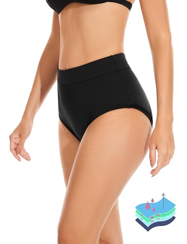 Leakproof Period Swim Bikini Bottoms for Teens Girls Women - Large Black