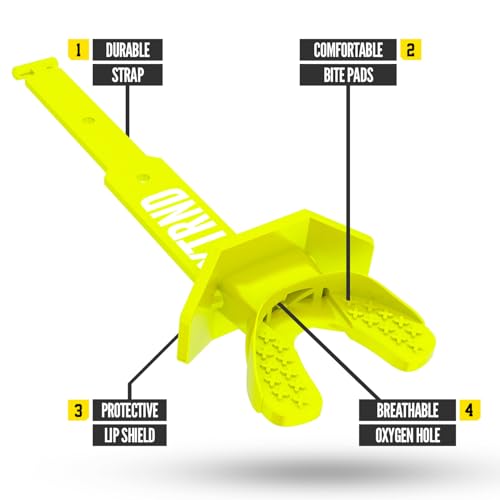 Nxtrnd Neon Yellow Football Mouth Guard with Permanent Strap for Adults & Youth