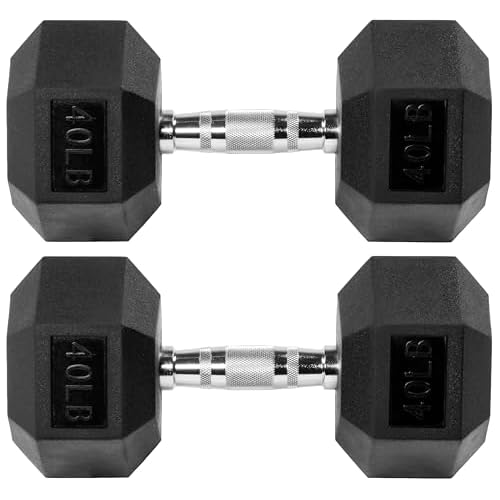 Fitvids Rubber Encased Hex Dumbbell, Multiple Sizes