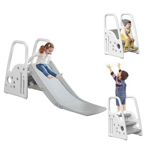 3 in 1 Toddler Slide Large Play Climber PlaySet with Extra Long Slipping Slope Indoor Slide Kids Slide Toddler Playground Toddler Slide Outdoor Toys for Toddlers (White)