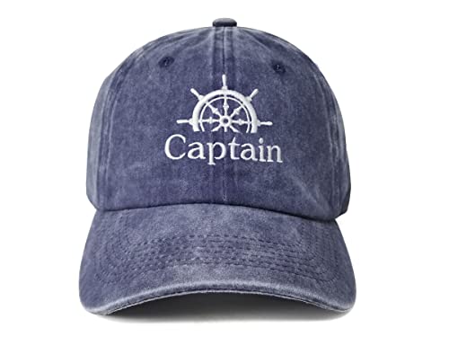 Captain First Mate Crew Embroidered Baseball Cap for Men Women - Washed Navy Blue