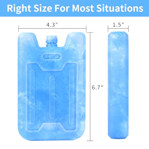 Large Blue Reusable Ice Packs for Lunch Boxes & Coolers - 6.7 x 4.3 x 1.5 inches