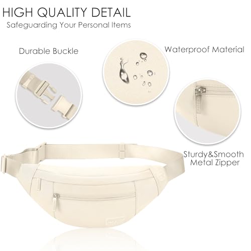 Apricot Cross Body Bag for Women Large Fanny Pack with 4 Zippered Compartments