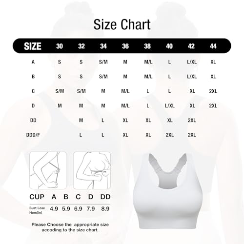 Sports Bras for Women High Impact Workout Running Yoga Gym Bra Large Petite White - Sewvmrgayo