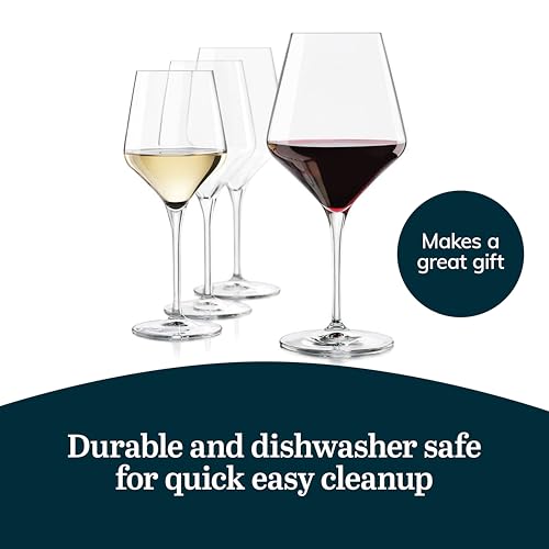 Libbey Master¡¯s Reserve 9323 Prism All Purpose Wine Glasses Set, 16 Oz, Clear, Sleek Wine Glass Set Of 12, Modern Stemware Glasses for Special Moments