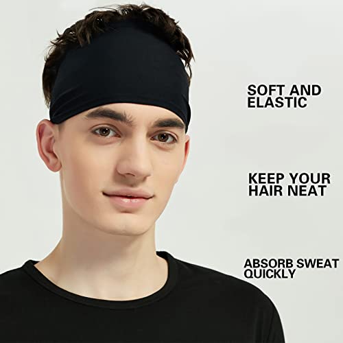 Pilamor Sports Headbands for Men 5 Pack - Sweatbands for Workout Running & Fitness - White, Brown, Dark Gray, Black, Green