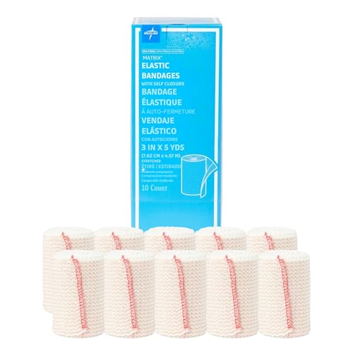 Non-Sterile Elastic Compression Bandages with Self-Closure, 3" x 5 yd, Pack of 10