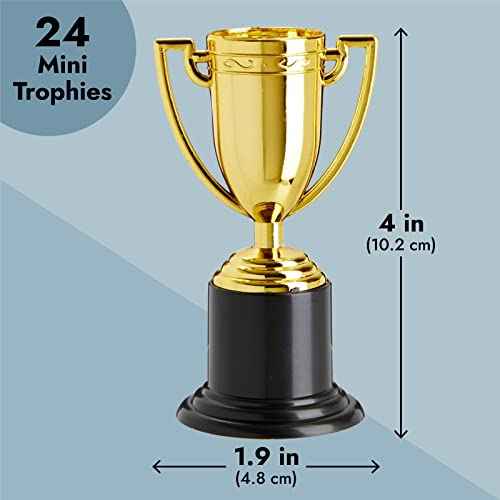 Juvale Mini Trophies Bulk - 4 in, Gold-Plated Plastic, 24-Pack - Trophies for Kids & Adults - Sports, School & Party Awards