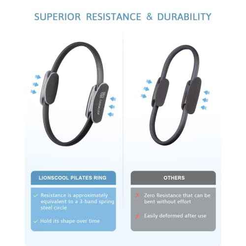 LIONSCOOL Pilates Ring Set ? 14" Anti-Deformation Magic Circle with Padded Handles, Mini Ball, Resistance Bands, Guide & Bag