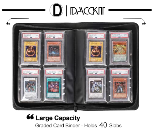 Black Slab Binder for Graded Cards Fits 40 PSA BGS SGC CGC - Premium 4-Pocket