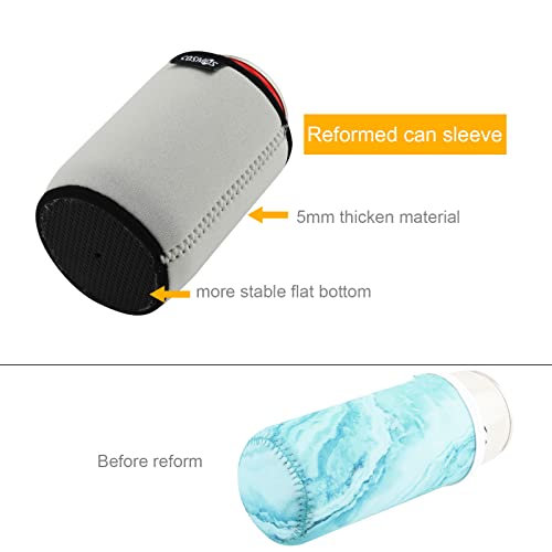 Can Cooler Sleeves Pack of 5 - Non Skid Flat Bottom Neoprene Insulators for 12 oz Cans - Multi Colors