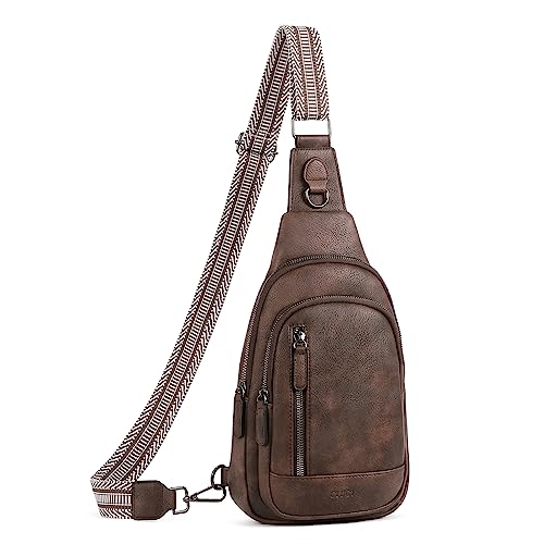 Crossbody Bag for Women Men Leather Sling Bag with Coffee Variation
