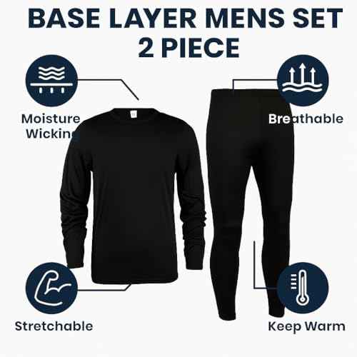 Polar Extreme Men's Thermal Base Layer Set, Ultra Soft, 2-Piece Moisture-Wicking Warm Underwear for Cold Weather