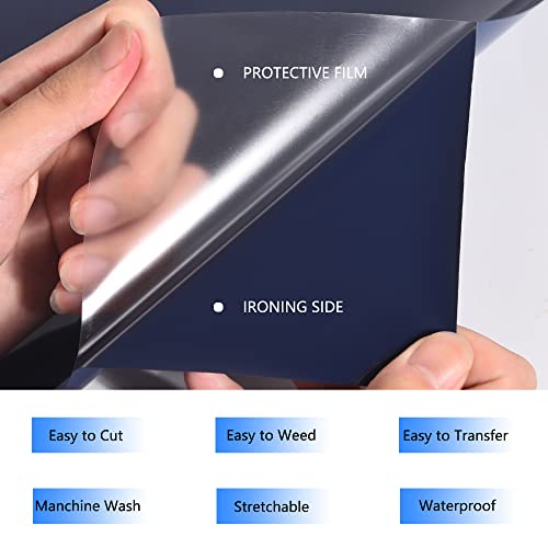 HTVVETUR Heat Transfer Vinyl Roll Navy 12Inch x 25Ft for Fabric Projects