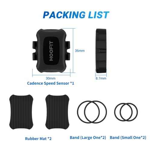 MOOFIT Speed/Cadence Sensor,ANT+ Bluetooth Cycling Cadence Sensor,Wireless RPM Sensor for Bicycle or Spin Bike,IP67 Speed and Cadence Sensor Compatible with Wahoo, Zwift, Openrider, Peloton